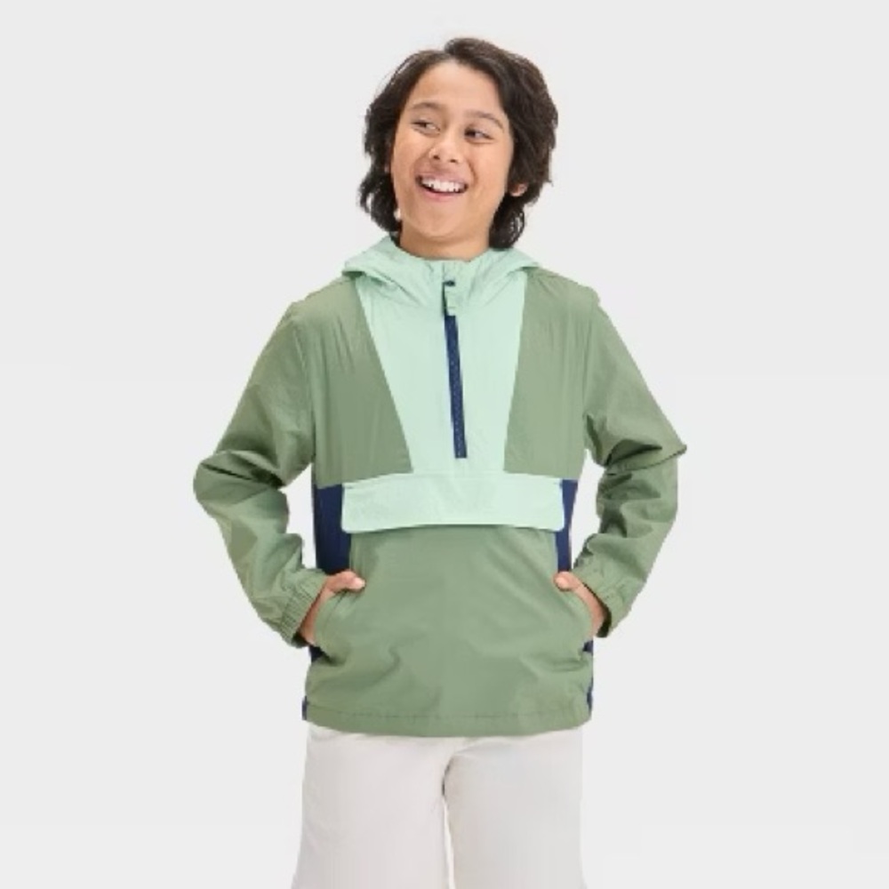 Cat & Jack l Mint and Navy l Popover Anorak Spring Windbreaker Jacket l Size: L